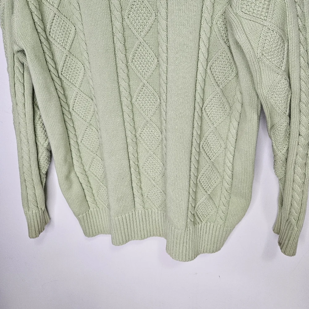 Aritzia Sunday Best Lamora Cardigan Sz 2XS Cable Knit Sweater Green Oversize - Picture 9 of 11